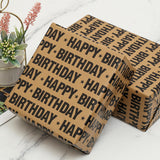 Brown Birthday Wrapping Paper Roll - Vintage Black Happy Birthday Design For Party, Baby Shower - 17.7 Inch