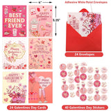 Valentines Day Greeting Cards With Envelopes 24 Pack Glitter Galentines Day Cards Blank Inside