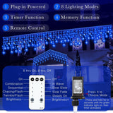 Christmas Snowflake Icicle Lights, 33 Ft Outdoor Snowflake Lights With Remote 8 Mode Waterproof 380 Leds 76 Drops For Cu