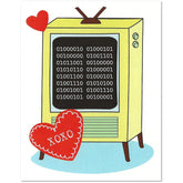 Binary Computer Valentine'S Day Card (4.25" X 5.5") By