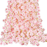 16 Pcs Artificial Cherry Blossom Flower Vines Cherry Blossom Hanging Vine Artificial Pink Flower Garland Faux Japanese Garland For Wedding Party Kawaii Decor