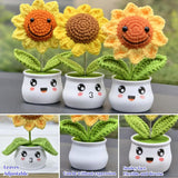 Crochet Sunflower Gifts For Women, Artificial Sun Flower For Office Desk Car Dashboard Decor, For Women Birthday (1 Sunflower - M)