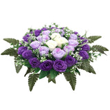 Artificial Cemetery Flowers,Silk Memorial Cake For Cemetery,Artificial Flower Centrepieces For Tables,Artificial Rose Graveyard Memorial Flowers For Headstones Decoration (Purple)