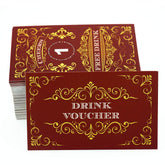100 Free Drink Tickets Coupons For A Free Drink Wedding Christmas Work Event Party Bar Wine Red