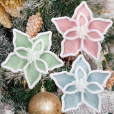 12 Pcs Candyland Christmas Tree Decorations, 6 Inch Silk Pastel Poinsettia Artificial Flowers With Clips Colorful Candy Christmas Ornaments For Xmas Decor Party Favors Supplies