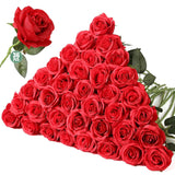 36 Pcs Roses Artificial Flowers In Bulk, Realistic Long Stem Fake Silk Roses For Party Home Wedding Centerpiece Office Diy Bouquets Decor?Red?