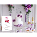 Cherry Wedding Signs For Reception, Pink Bow Please Sign Our Guestbook, Berry Wooden Wedding Signs With Stand, Pink Bow Bridal Shower Decoration, Bridal Shower Party Supplies For Reception, 14