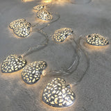Hollow Heart Shape String Lights - Metal Geometric Led Fairy Lights Battery Powered For Indoor Decoration - Holiday, Chr