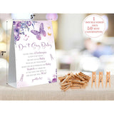 Dont Say Baby Baby Shower Game, Purple Butterfly Baby Shower Sign And 50 Clothespins, Gender Reveal Games, Baby Shower Centerpieces, Baby Shower Gifts For Gender Reveal Party, Baby Shower,1