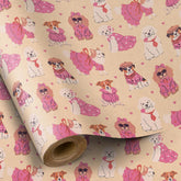 Dog Wrapping Paper Roll, Mini Roll, Playful Dog With Pink Bow Kraft Paper, Funny Cartoon Annimal Gift Wrap For Girls, Kids, Pet Lovers, Birthdays And More, 17 Inches X 16.4 Feet