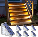 6 Pack Warm White Solar Step Lights IP67 Waterproof Auto On Off Outdoor Stair Lights