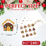 Small Christmas Stickers Gingerbread Candy House Decals, 240 Self-Adhesive Christmas Envelope Labels Stickers, Funny Cartoon Xmas Seal Stickers For Gift Greeting Card Party Supplies Kids Holiday Decor