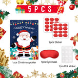 Pin The Nose On The Santa Claus, Christmas Party Supplies With Banner Poster Blindfold 24 Pcs Red Nose Stickers 2 Pcs Blindfold For Christmas Decorations