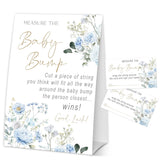 Baby In Bloom How Big Is Mommys Belly Game, Measure The Baby Bump Baby Shower Game, Blue Floral Baby Shower Party Decor & Supplies, 1 Sign & 50 Guess Cards-A04