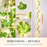 33FT 100 LED Ivy Vine Fairy Lights with Remote Control Battery and USB Powered Fake Leaf String Lights for Bedroom Garden Wall Party Wedding Room Decor