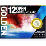Golden Open Acrylic Paint Set, Mixing Painting Set, Slow Drying 12-Color Golden Acrylic Paint Sets Sticky Notes