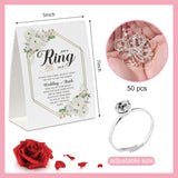 Put A Ring On It Game(50 Rings With One Sign), Don'T Say Wedding Or Bride Game,Fun Bridal Shower Game, Bridal Shower Decorations Geometric Frame Cream Roses-Jzds03