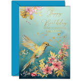 Beautiful Gold Birthday Cards For Grandma - Wonderful Golden Birds Hummingbird - Elegant Traditional Pretty Birthday Card For Grandma From Grandson Granddaughter, A5 Gorgeous Greeting Cards Gift