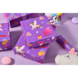 Unicorn Birthday Wrapping Paper Roll - 17" X 16.4 Ft - Purple Magical Horse Gift Wrap For Girls Birthday Party(Unicorn)