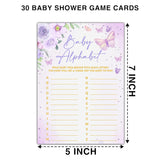 Butterfly Kisses Baby Shower Games, 30 Baby Alphabet Game Cards, Gender Reveal Party Supplies Favors (5"X7") - B09