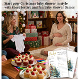 Christmas Baby Shower Game Cards – 25 Double-Sided Baby Prediction & Advice Cards, Winter Xmas Tree Gender-Neutral Party Favors – C04