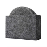 Drink Coasters Set Of 6 With Holder - Dark Gray Round Water Absorption Felt Mat, Prevent Furniture From Dirty And Scratched, Suitable For Kinds Of Mugs And Cups, 3.94 Inches Diameter