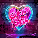 Bad Girl Neon Sign Pink LED Wall Light Dimmable Acrylic Neon Decor for Bedroom Bar Party Room