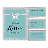 Aquamarine Glitter How Many Kisses In The Jar Bridal Shower Game 1 Sign + 30 Cards