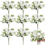 8 Bundles Artificial Peonies Realistic Flowers With Stems Bouquet Peonies For Table Centerpieces Wedding Decoration Bridal Floral Arrangement (White)