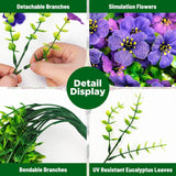 Artificial Hanging Flowers For Outdoors, 2Pcs Faux Silk Daisy Outdoor Flowers Uv Resistant Fake Hanging Plant For Outside Planter Porch Patio Yard Garden Wedding Home Decorations (Double Purple)