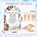 Baby Shower Games - Cowboy Don'T Say Baby Clothespin Game, 1 Arch Acrylic Sign And 50 Mini Clothespins, Gender Reveal Game, Wild West Rodeo Baby Shower Decoration Supplies (Gxb01)