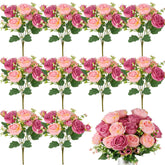 12 Bundles Peonies Artificial Flowers Artificial Peonies Silk Flowers Bulk Fake Peony Bouquet For Bridal Shower Decorations Wedding Table Centerpiece (Pink)