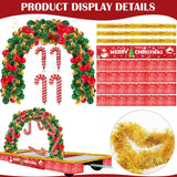 12 Pcs Christmas Parade Float Decorating Kit, Xmas Balloon Garland Arch Kit Merry Christmas Banner Metallic Red Foil Fringe Metallic Tinsel Twist Garland For Party Decor(Gold)