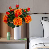 Fake Sunset Red Flowers, 6 Pcs Faux Silk Real Touch Moisturizing Artificial Rose Flowers For Wedding Decor,Flores Irosas Artificiales Para Decoracion(6, Orange)