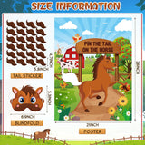 Farm Animal Games Pin The Tail On The Animals Barn Birthday Party Decorations Farm Poster Games With 24 Stickers Eye Mask For Family Activities Birthday Party Decor Supplies(Horse)