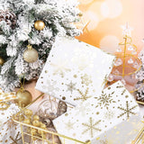 Gold Foil Snowflake Christmas Wrapping Paper Roll, Mini Roll, Elegant Gold And White Snowflake Design Gift Wrap Paper, Perfect For Holiday Gifts, Christmas Party, 17 Inches X 32.8 Feet