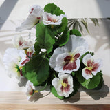 6Pcs Uv Resistant Artificial Flowers Artificial Pansy Bushes Faux Plastic Flower Fake Plants Indoor Outdoor Home Garden Decoration (White)
