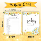 Bee Gender Neutral Games, Summer Daisy Word Scramble Game For Party Supplies & Favor, 5X7 In & Set Of 25-A07
