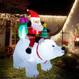6 Ft Christmas Inflatable Santa Claus With Polar Bear And Christmas Tree, Build-In Led Lights Blow Up Xmas Inflatables D