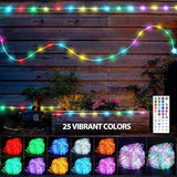100FT Outdoor LED Rope Lights 300 LED Warm White and Color Changing Waterproof Plug In String Lights with Remote