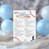 Baseball Baby Shower Games — What'S On Your Phone Baby Shower Game — Pack Of 25, Rustic Sports Theme Navy Blue Boy, Little Slugger Shower Activity Gender Neutral Reveal Party G900-Phn