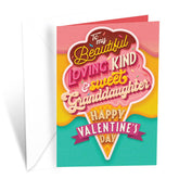 Valentine'S Day Card For Granddaughter, Made In America, Eco-Friendly, Thick Card Stock With Premium Envelope 5In X 7.75In, Packaged In Protective Mailer