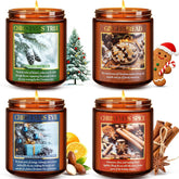 Christmas Candles Set, 4 Pack Xmas Scented Candles For Women, Winter Soy Candle For Home Scented Holiday Candle Gift Set, Christmas Gifts For Women Men Best Friends- Christmas Tree/Spice/Eve/Cookie