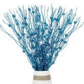 10 Pcs Artificial Glitter Berry Stems For Christmas Tree Picks Curly Sprays Faux Glitter Berry Branches Christmas Tree Twigs Filler Decorations Festival Wreath Supplies Table Centerpiece (Blue, 10)