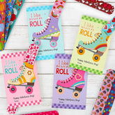 24 Packs Roller Skate Valentine'S Day Cards With Slap Bracelets, Fun Valentine’S Day Gifts For Kids Classroom Exchange & School Parties