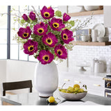 28.3" Purple Artificial Flowers Poppy Flowers 3Pcs Silk Fake Poppy Flowers Real Touch Faux Poppies Spring Flower Long Stem Arrangement With 4 Heads For Party Centerpiece Bouquet Table Home Decoration