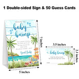 How Big Is Mommys Belly Game, Measure The Baby Bump Baby Shower Game, Summer Beach Baby Shower Party Decorations & Supplies, 1 Sign & 50 Guess Cards-A07