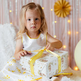 Baby Shower Wrapping Paper For Kids Girls Boys - White Gift Wrap With Bunny, Moon And Hello Little One Design For Baby Shower, Birthday, Newborn - 28×40 Inches, 4 Jumbo Folded Sheets