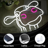 Cow Neon Sign Dimmable USB LED Wall Light 16.5 x 12.6 Inch Funny Animal Decor for Farmhouse Bedroom Bar