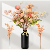 12Pcs Mixed Pink Artificial Flower, Silk Flowers For Centerpiece Table Wedding Party Home Decor, Fake Flower With Faux Chrysanthemum Flowers Artificial 10 Stems + Eucalyptus (No Vase)